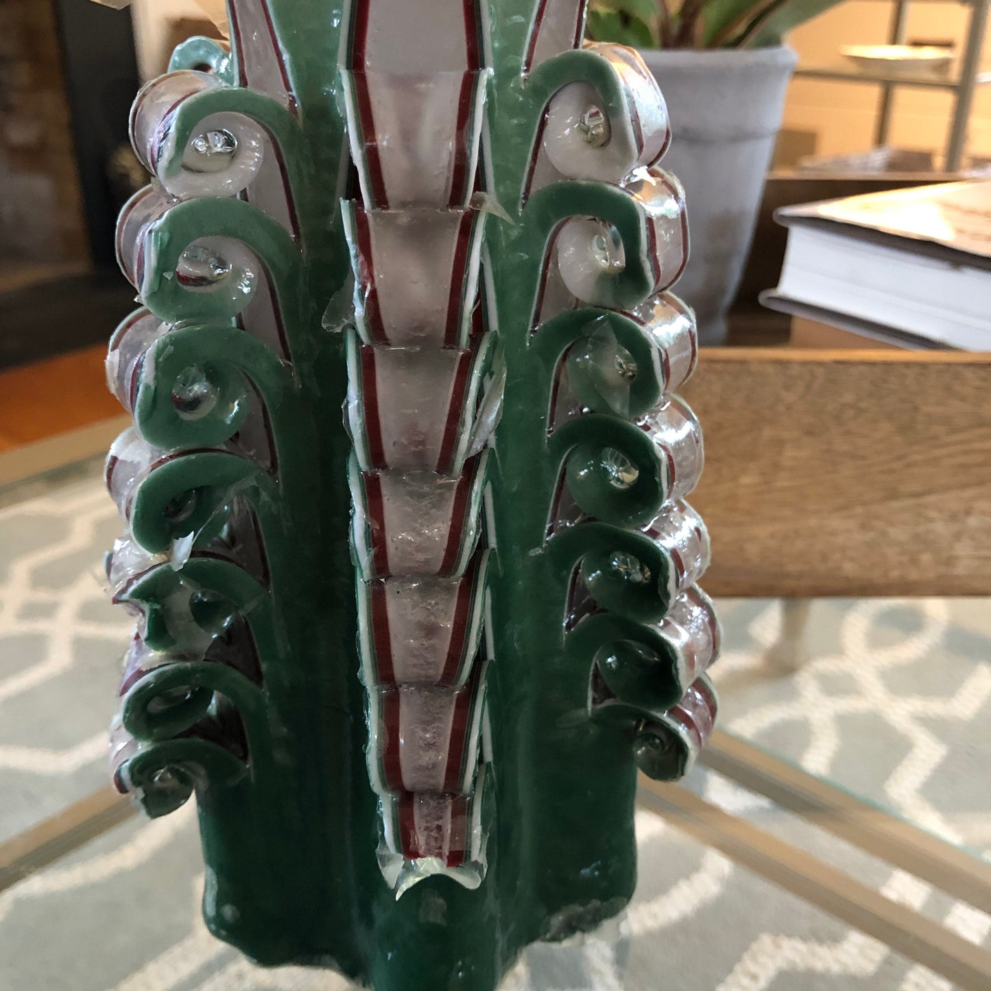 Carved Christmas Candles-Hand Carved Green Wedding Candle-Birthday Candles for Men-Unity Candle Flower-Home Interior Candles-Waxation