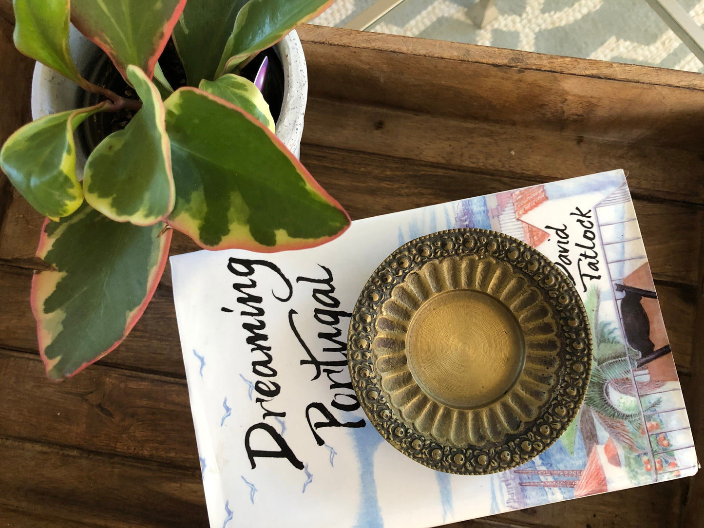 Vintage Brass Flower Trinket Dish - Brass Ring Dish - Gold Change Dish