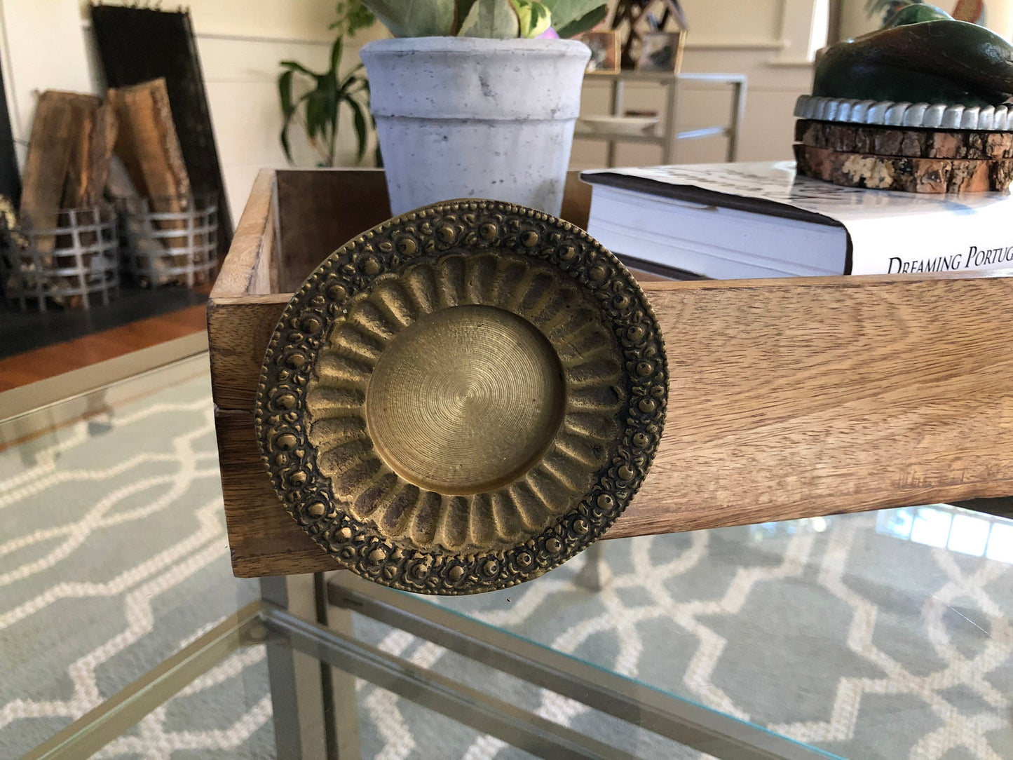 Vintage Brass Flower Trinket Dish - Brass Ring Dish - Gold Change Dish