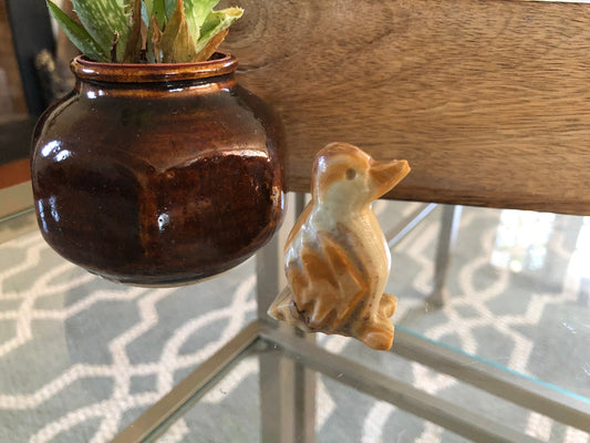 Small Vintage Hand Carved Marble Penguin,  Color Italian Marble Figural, Small Critter