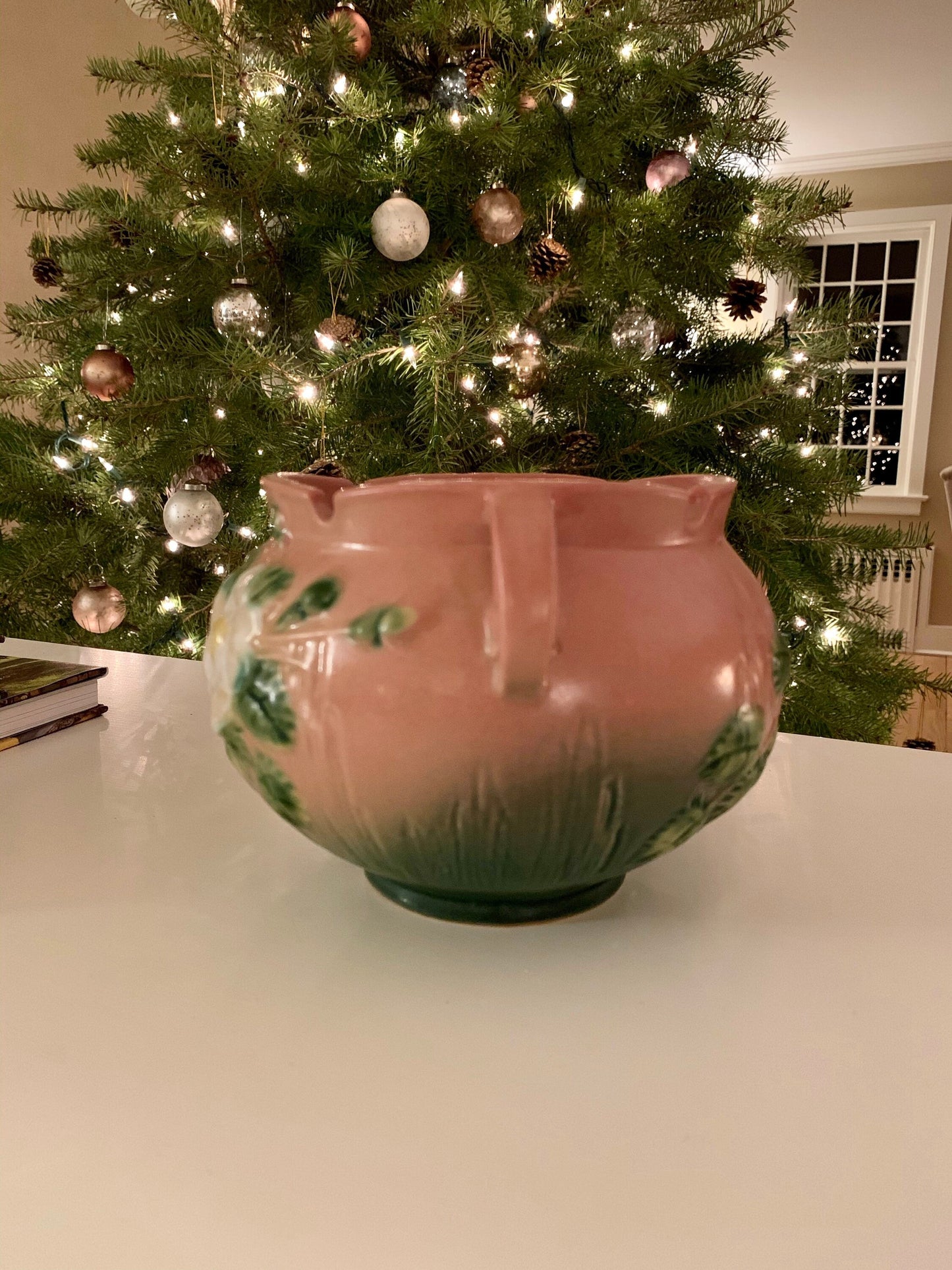 Roseville Pottery 'White Rose' Jardiniere, Vase, Planter 653-5
