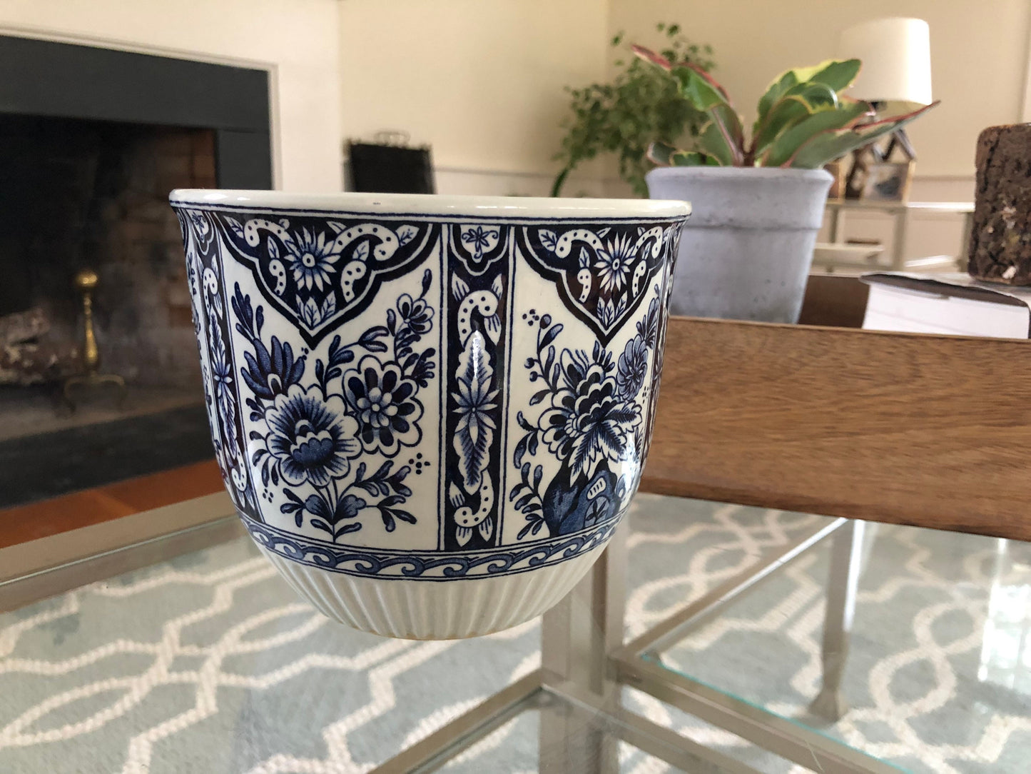 Plants Flowerpot Delft Royal Sphinx - Holland - Boch Belgium - Delft Blue and White - Per 2 set- Jardinier flower box or Garden Cache Pot