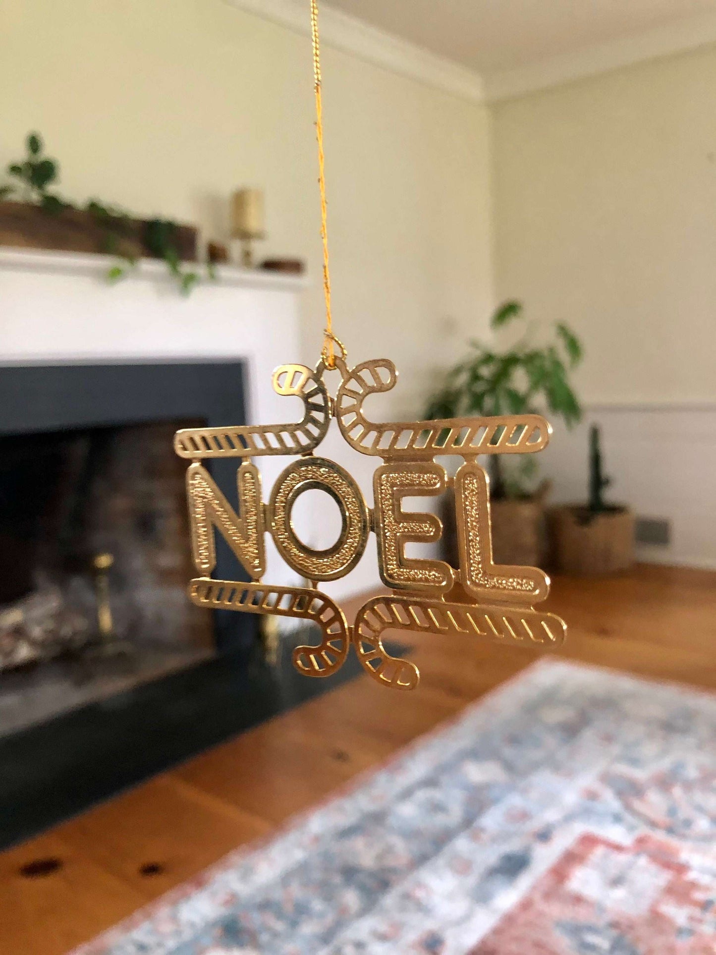 Cut Brass Christmas Ornament – NOEL & Candy Cane, Made in USA
