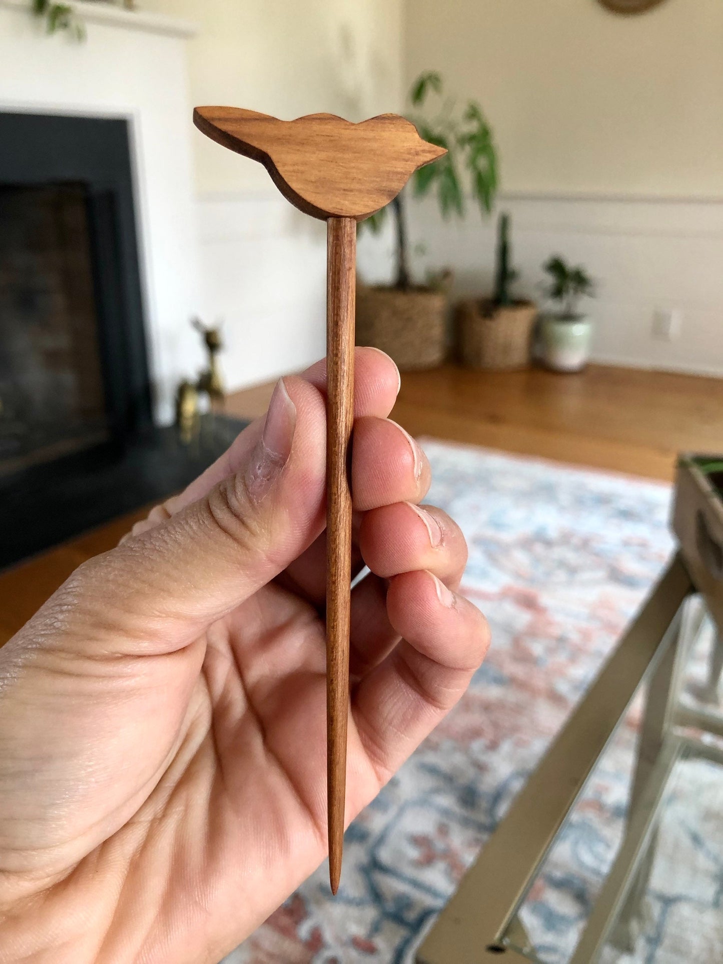 Vtg Planation Wood Serving Dish with Matching Bird Appetizer Skewers, Servingware, Serving Tray