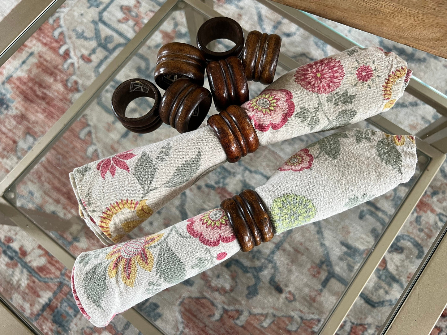 Wood Napkin Rings, Knobler Napkin Holders, Set of 8, Taiwan