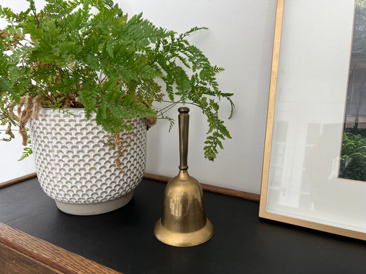 Vintage Brass Bell - School Bell- Patina - Christmas Gold Bell- Vintage Metalware - Dinner Bell - Call Bell - Large Bell