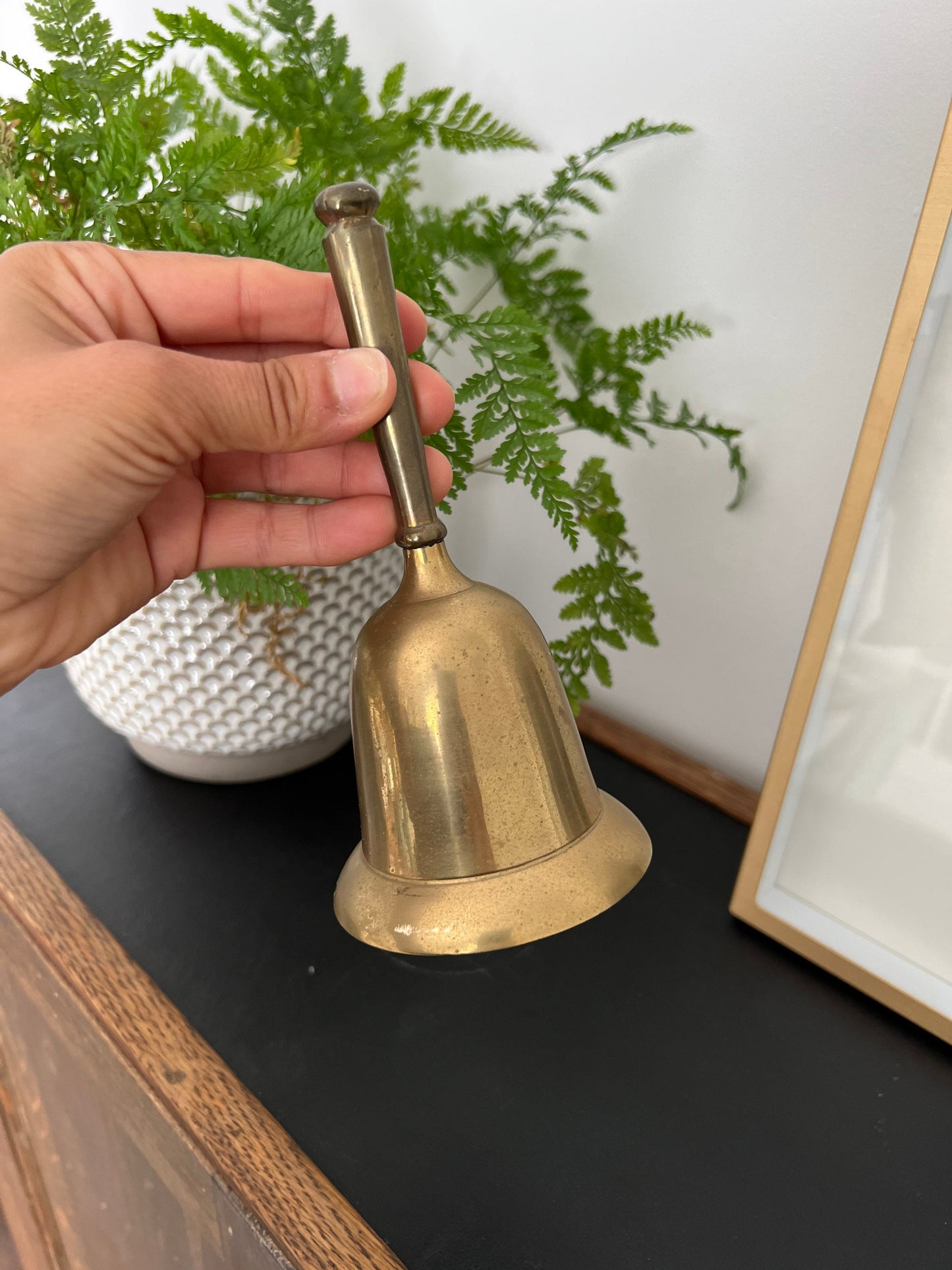 Vintage Brass Bell - School Bell- Patina - Christmas Gold Bell- Vintage Metalware - Dinner Bell - Call Bell - Large Bell