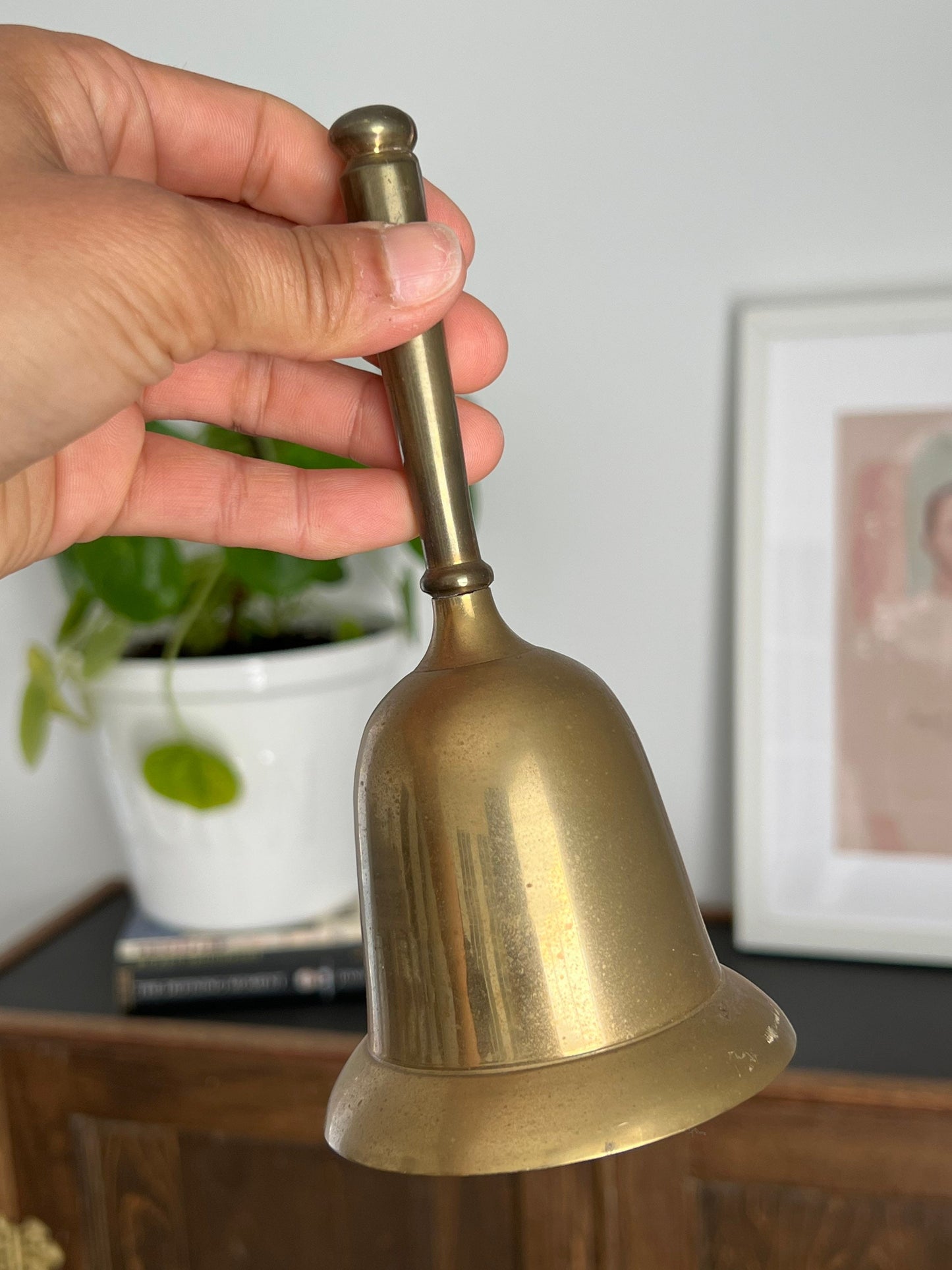 Vintage Brass Bell - School Bell- Patina - Christmas Gold Bell- Vintage Metalware - Dinner Bell - Call Bell - Large Bell