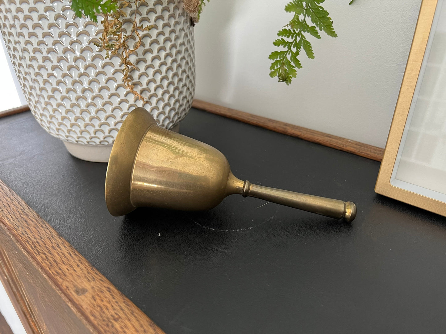Vintage Brass Bell - School Bell- Patina - Christmas Gold Bell- Vintage Metalware - Dinner Bell - Call Bell - Large Bell