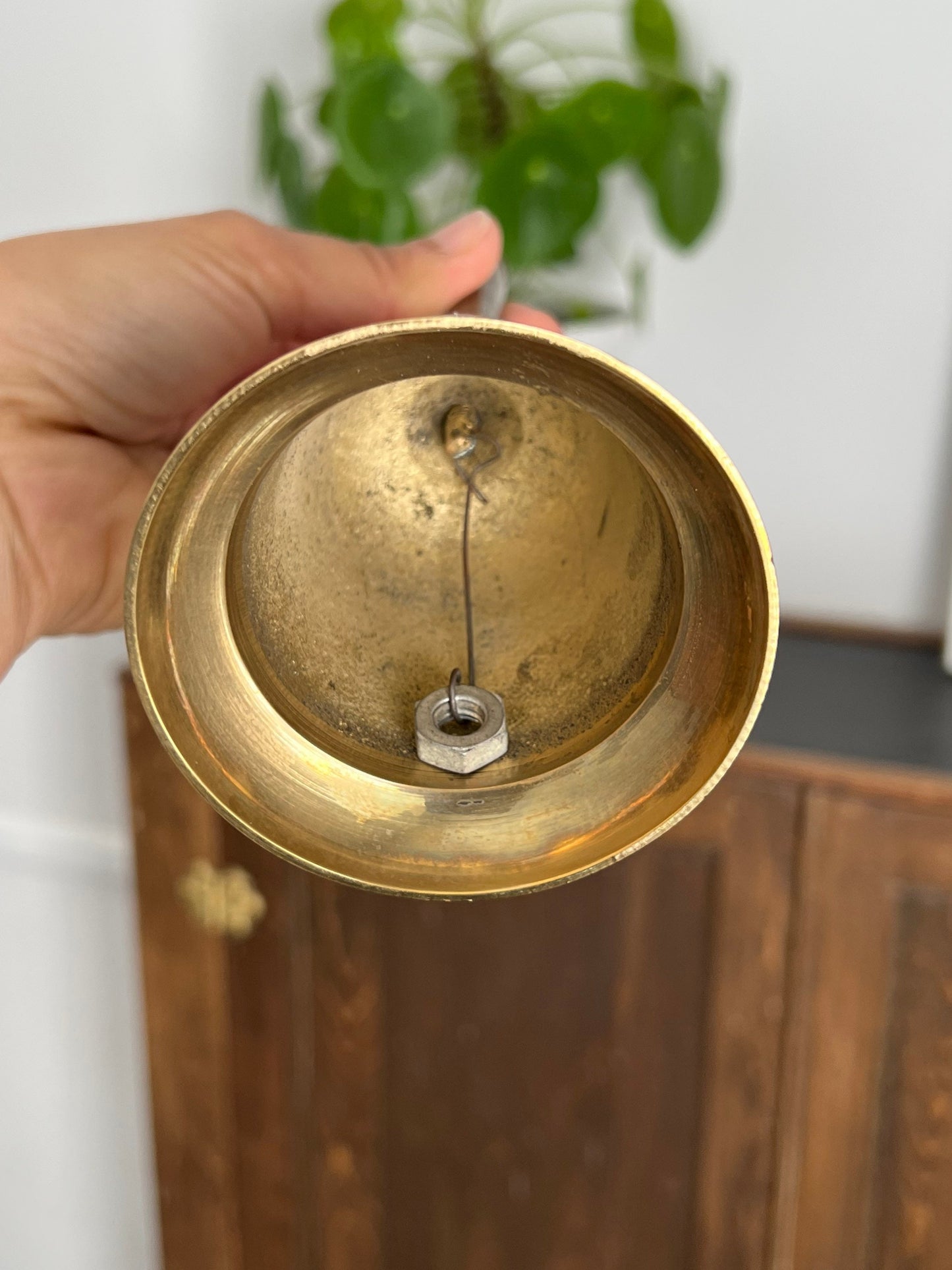 Vintage Brass Bell - School Bell- Patina - Christmas Gold Bell- Vintage Metalware - Dinner Bell - Call Bell - Large Bell