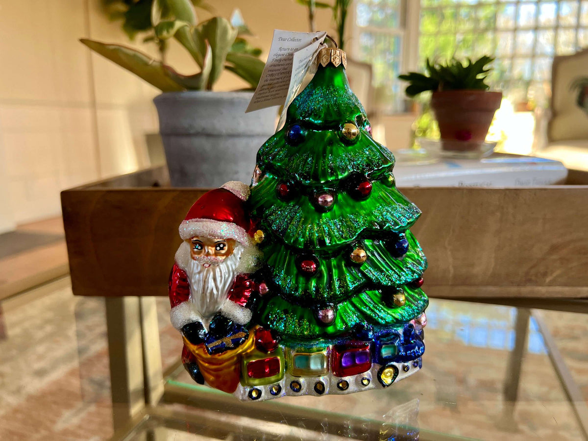 Christopher Radko 1996 Christmas Ornament – Santa & Tree, Hand-Painted