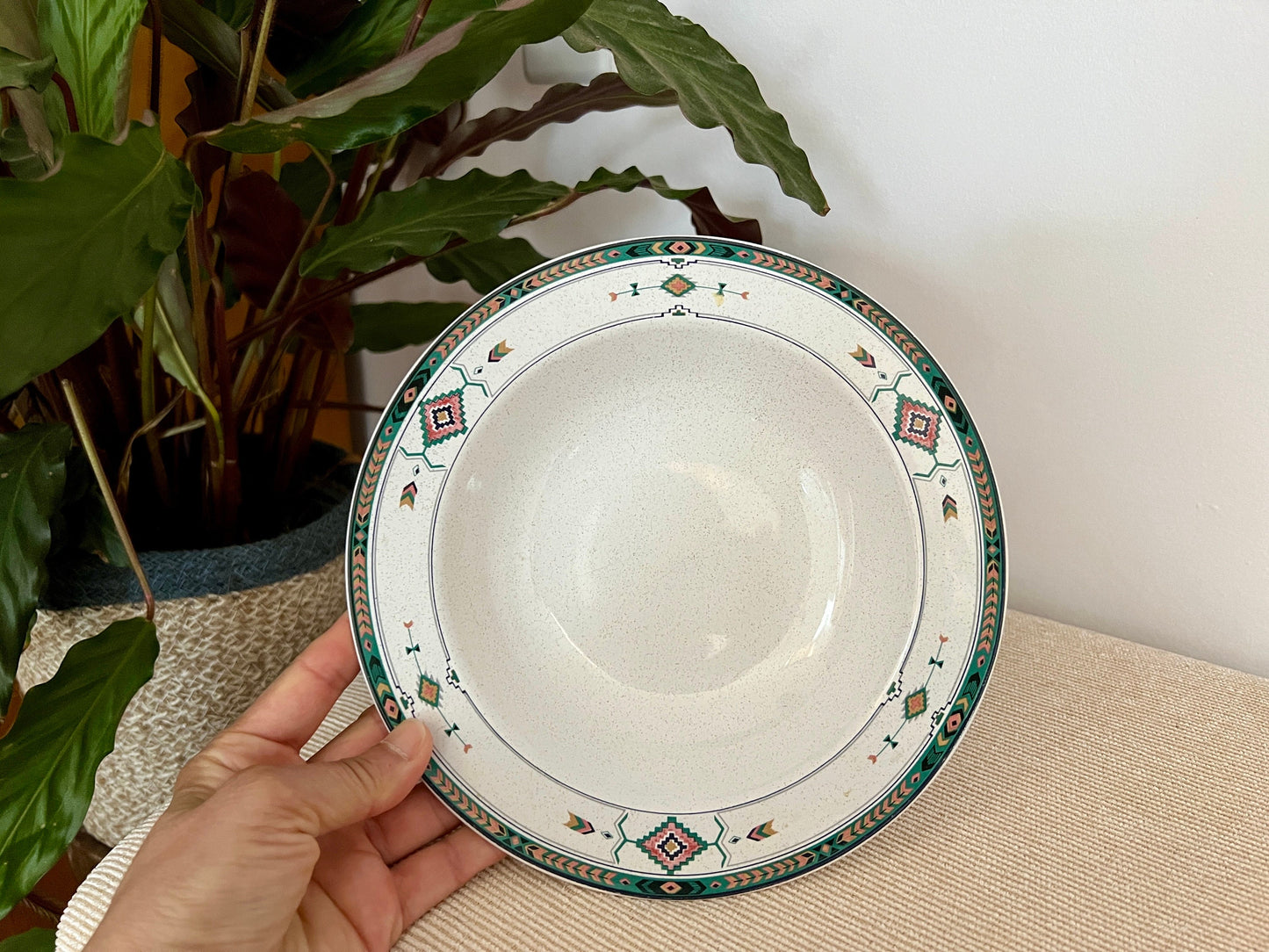 Studio Nova Soup Bowl by Mikasa / Adirondack Southwest Aztec design / Stoneware