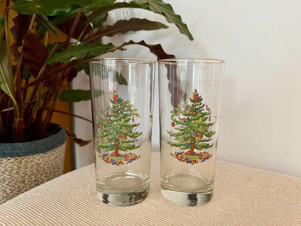 Vintage Spode Christmas Tree Water Glasses – Set of 2