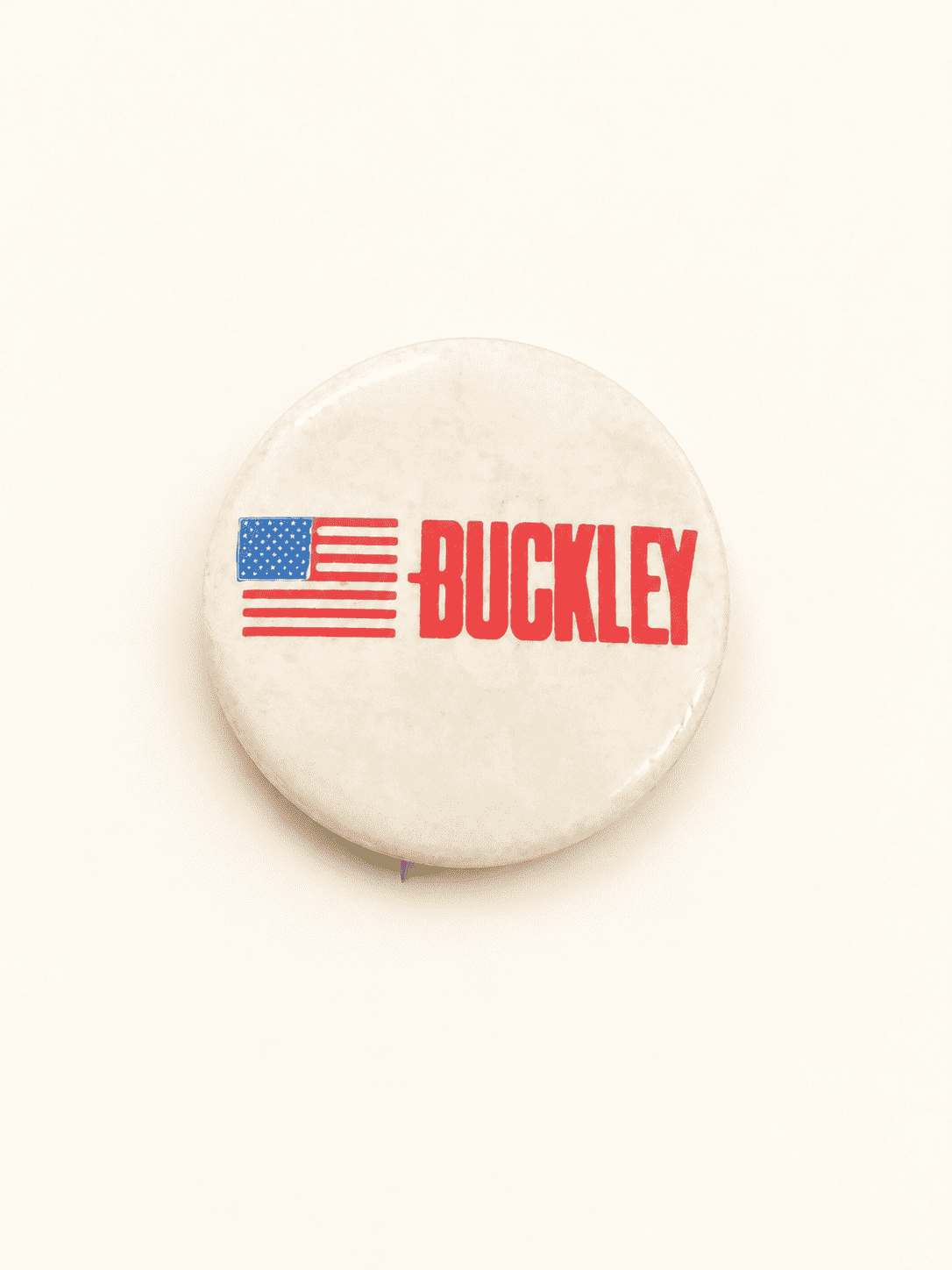 James Buckley 1970 New York Senate campaign button, flag and name in red on cream