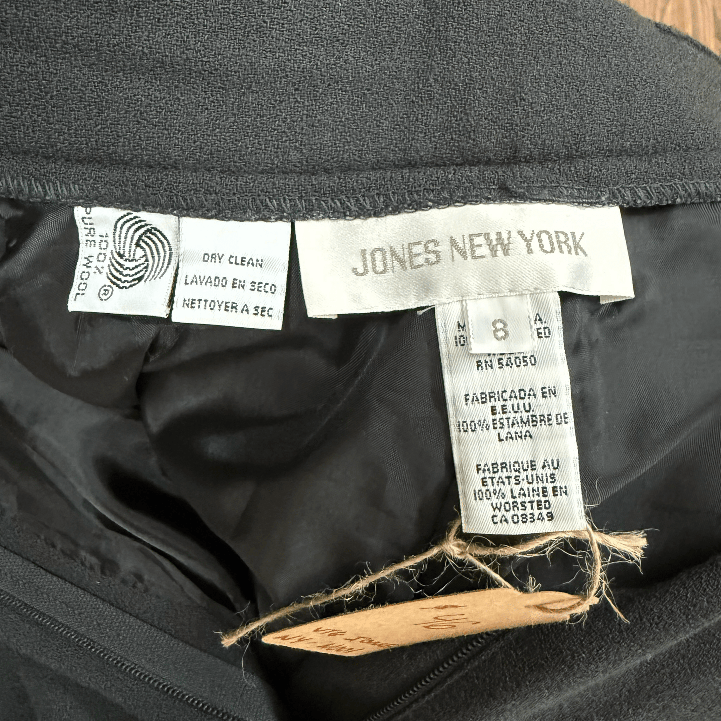 Jones New York Dark Gray Wool Pleated Trousers Size 8 - Loom Vintage