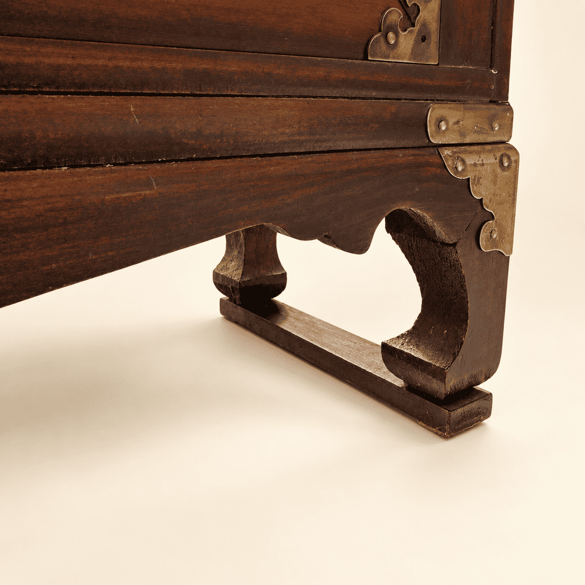 Bracket foot detail on Korean apothecary chest