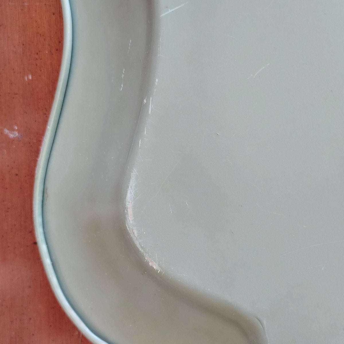 Nashco Products Hand-Painted Toleware Tray — Floral on Sage Green, Scalloped, 17"W x 13"H, c. 1950s - Loom Vintage