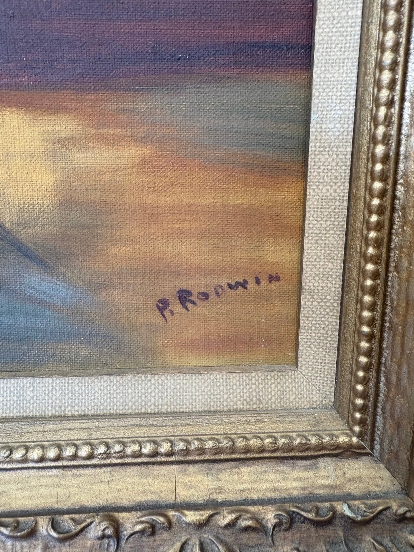 P. Rodwin Oil on Canvas — "Young Woman Drawing" After Villers, Framed 24" × 20" - Loom Vintage