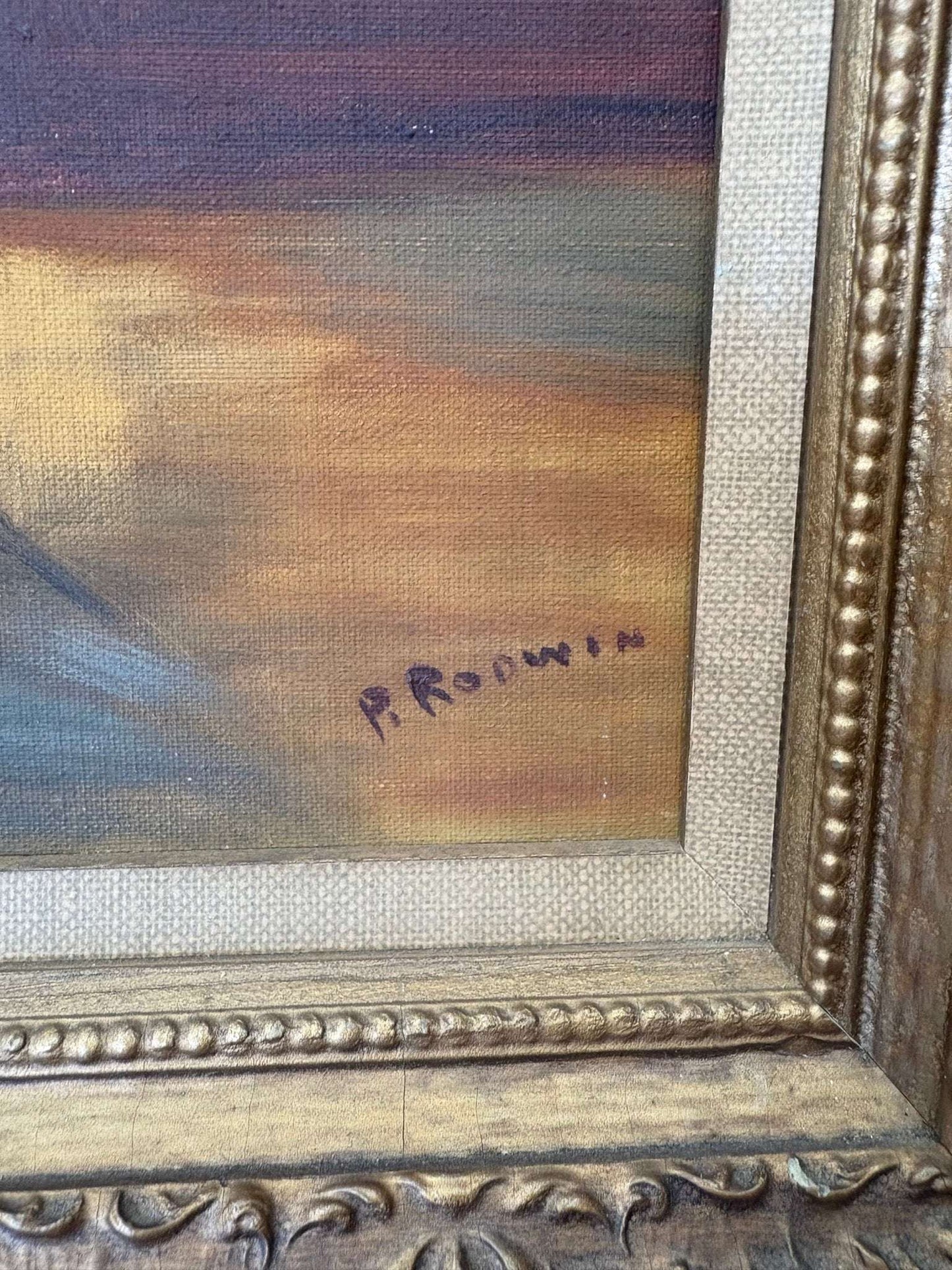 P. Rodwin Oil on Canvas — "Young Woman Drawing" After Villers, Framed 24" × 20" - Loom Vintage