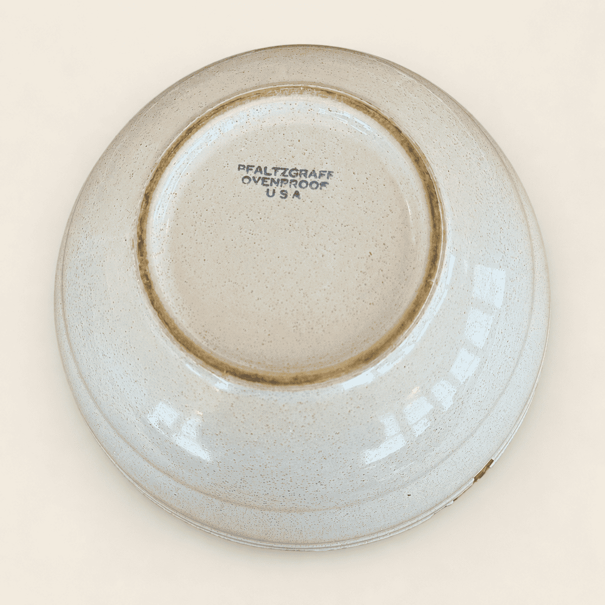 Bottom of bowl showing Pfaltzgraff Ovenproof USA stamp