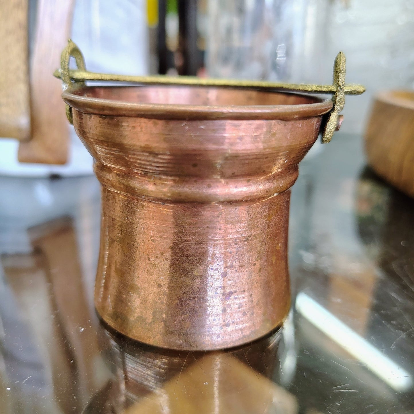 Portuguese Copper Cauldrons with Brass Handles, Set of 3 — Graduated Sizes, Hammered, Portugal - Loom Vintage