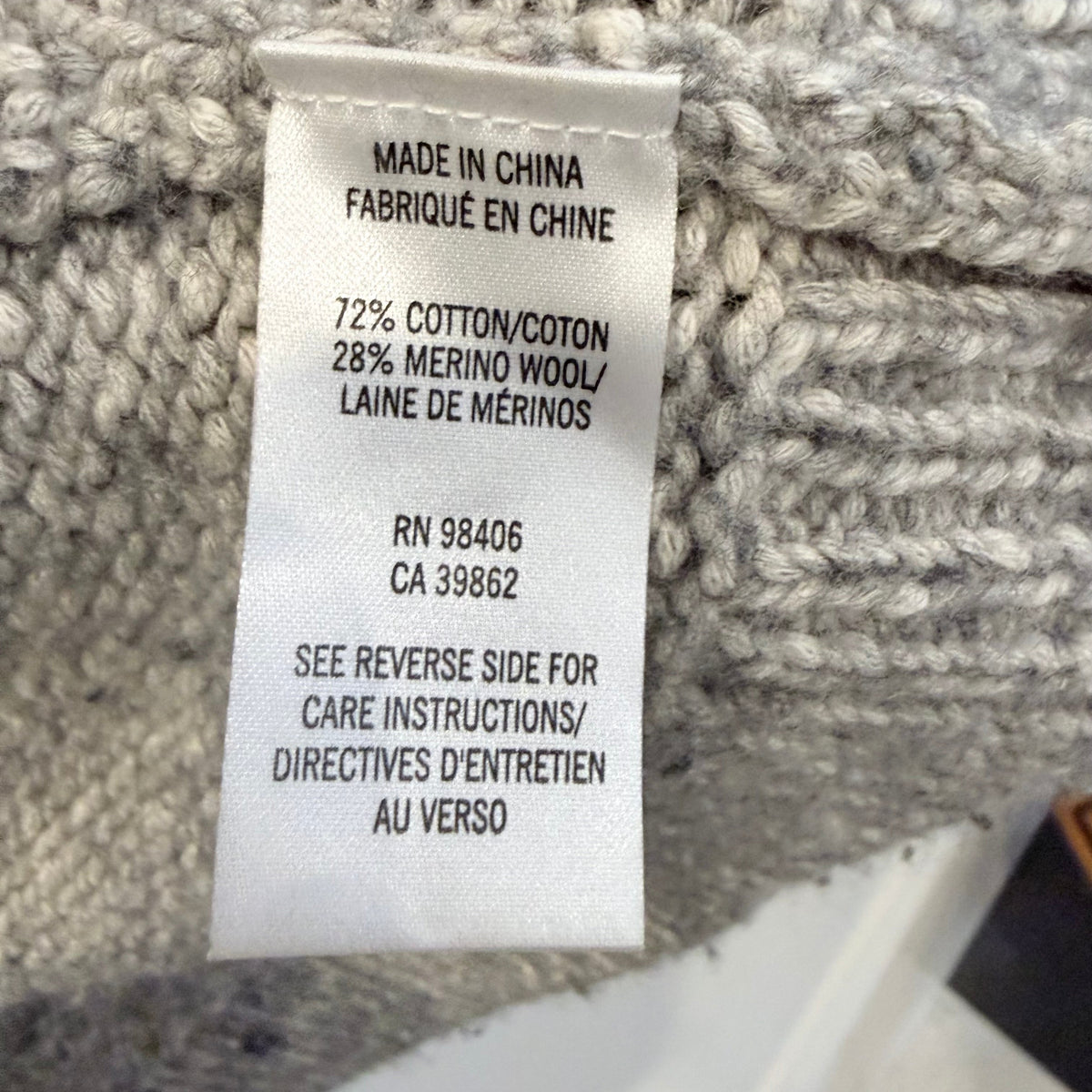 Theory heather grey cotton merino open cardigan with sailor collar, photo 6 of 6