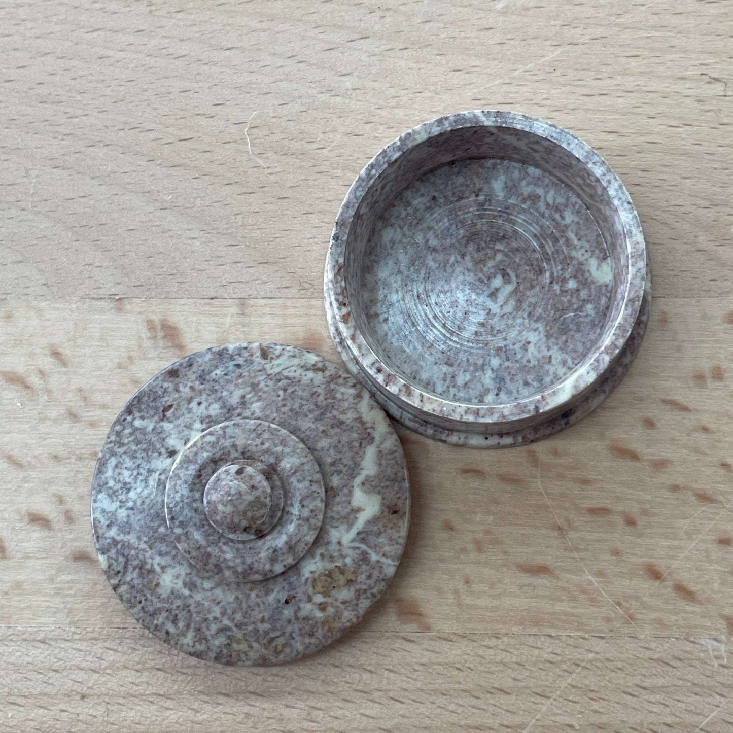 Tiny Marble Round Stash Box: 1.75” Diameter, 1.5” H - Loom Vintage