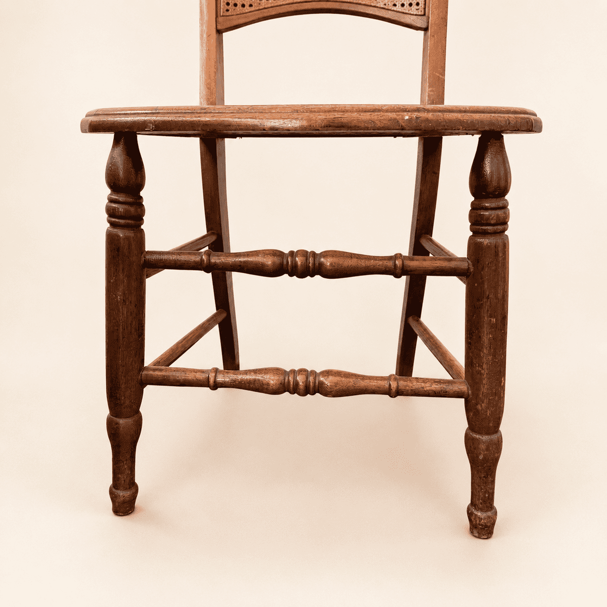 Antique Victorian caned side chair, turned legs, 1880s-1900s — view 9