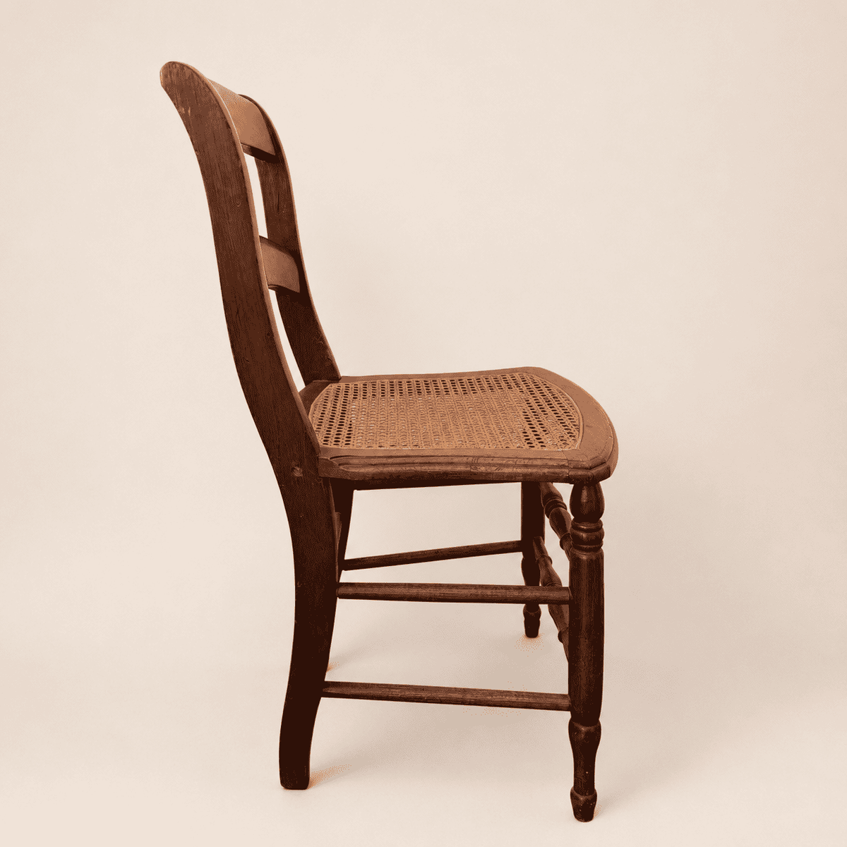 Antique Victorian caned side chair, turned legs, 1880s-1900s — view 7