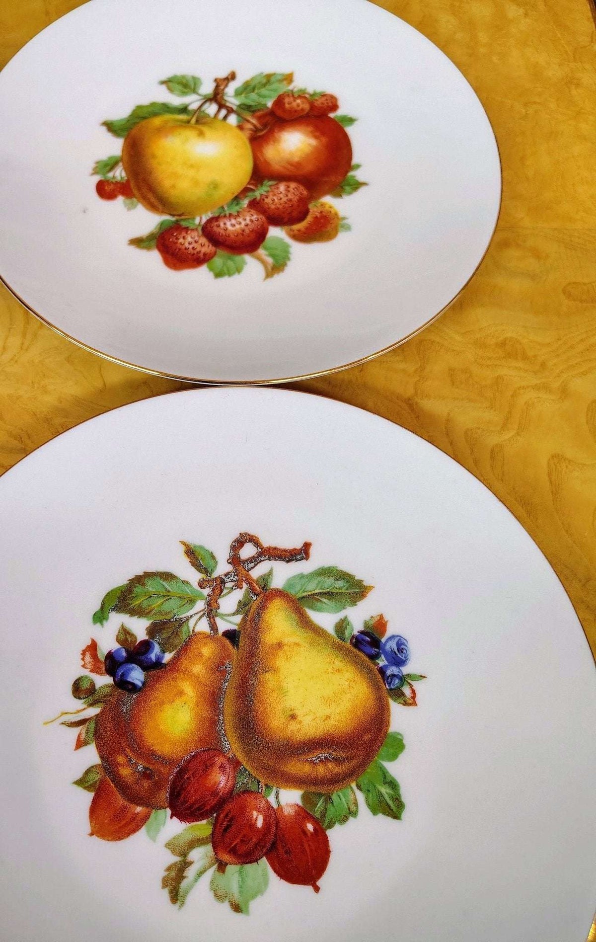 Vintage Bareuther Waldsassen Bavaria fruit plates with gold rims, set of 6, photo 4 of 8