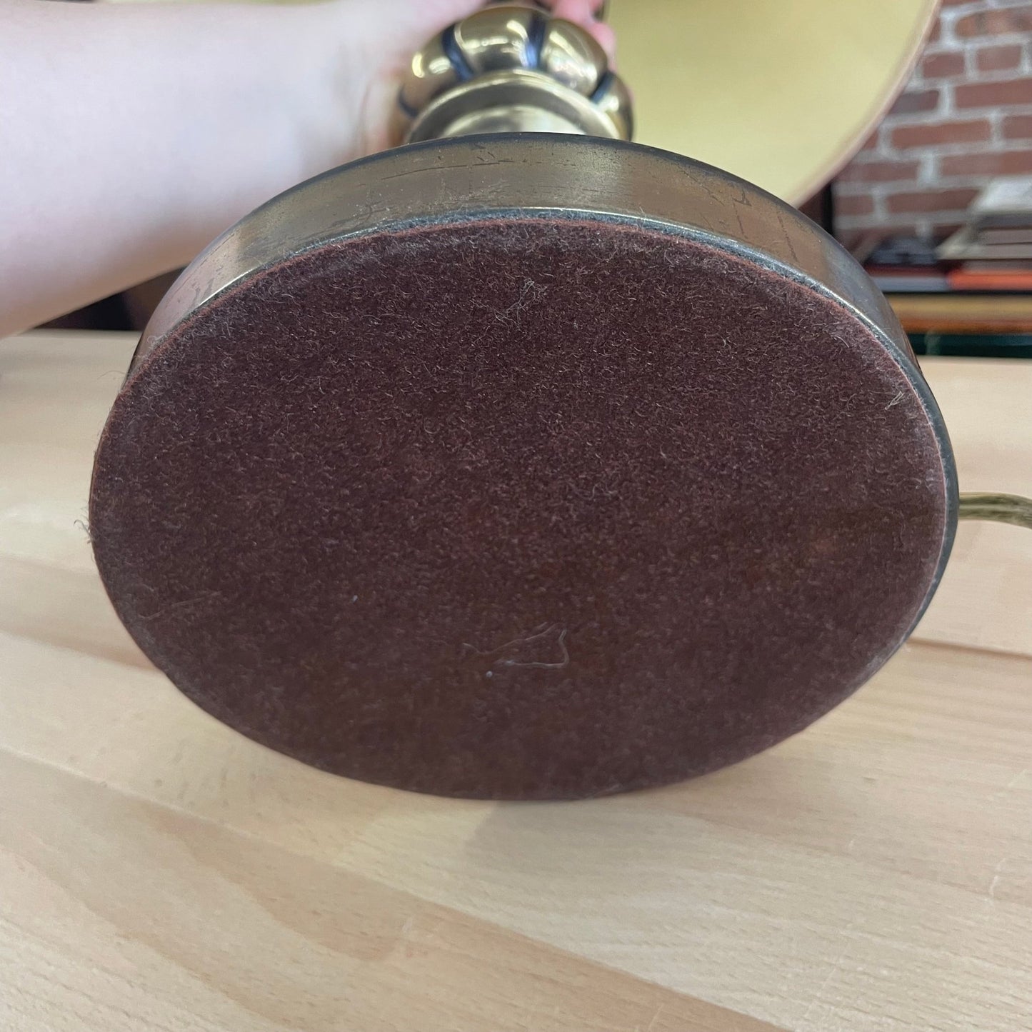 Vintage Brass Twisted Column Table Lamp — Red Pleated Floral Shade, 27", Tested Working - Loom Vintage