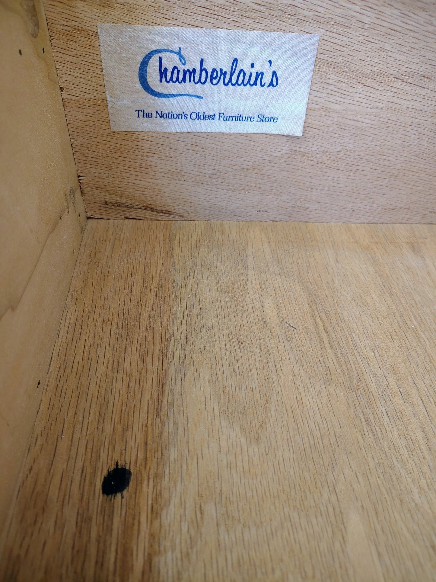 Vintage Chamberlain’s Two - Piece Wood Display Cabinet with Lighting - Loom Vintage