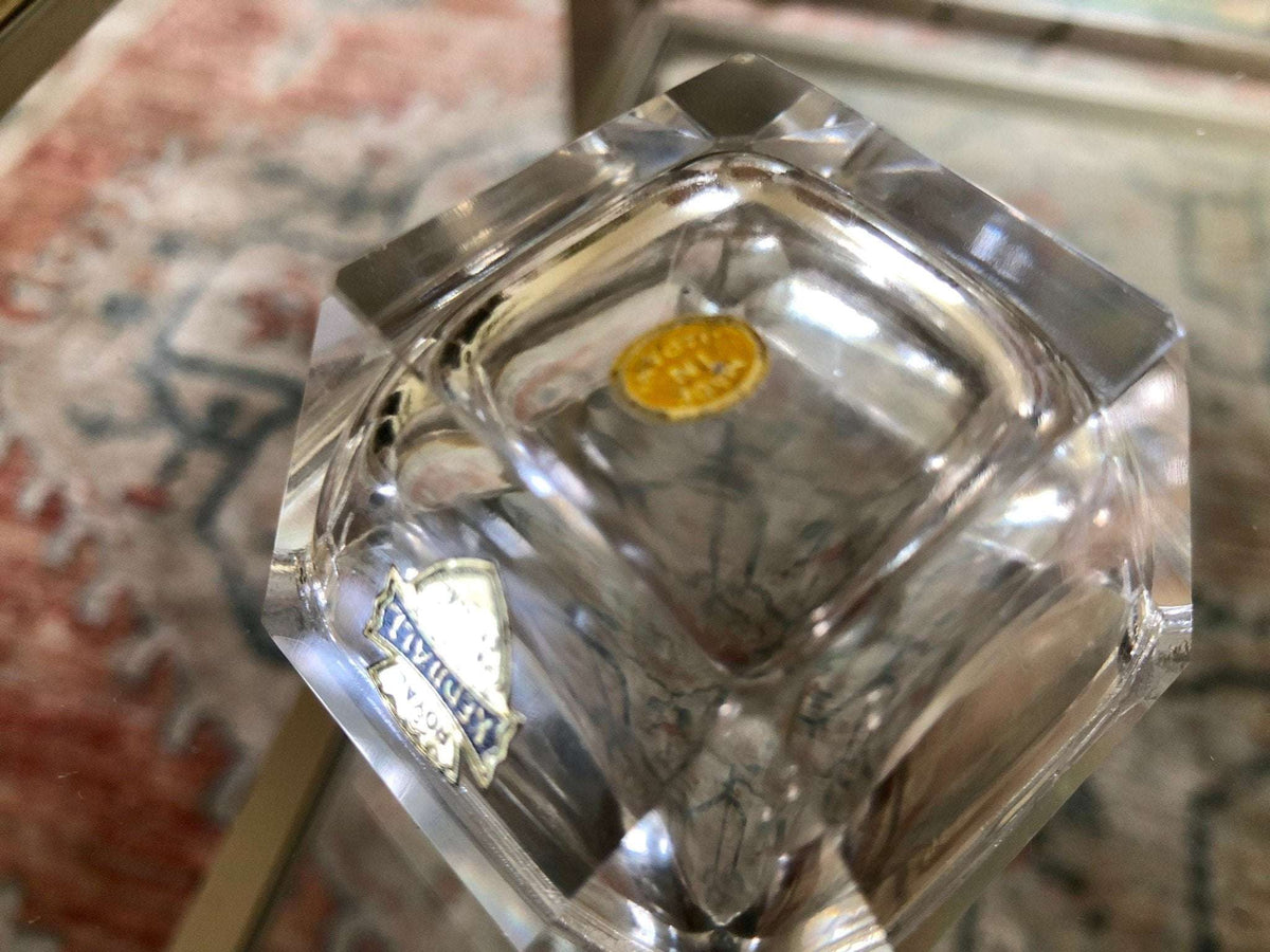 Vintage Crystal Art Deco Ashtray, Royal Kendall Fine Hand Cut Crystal, Japan, Small Spice Dish, Salt Cellar - Loom Vintage