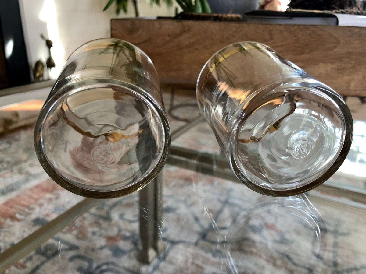 Vintage gold rimmed juice glasses, pair, photo 10 of 10