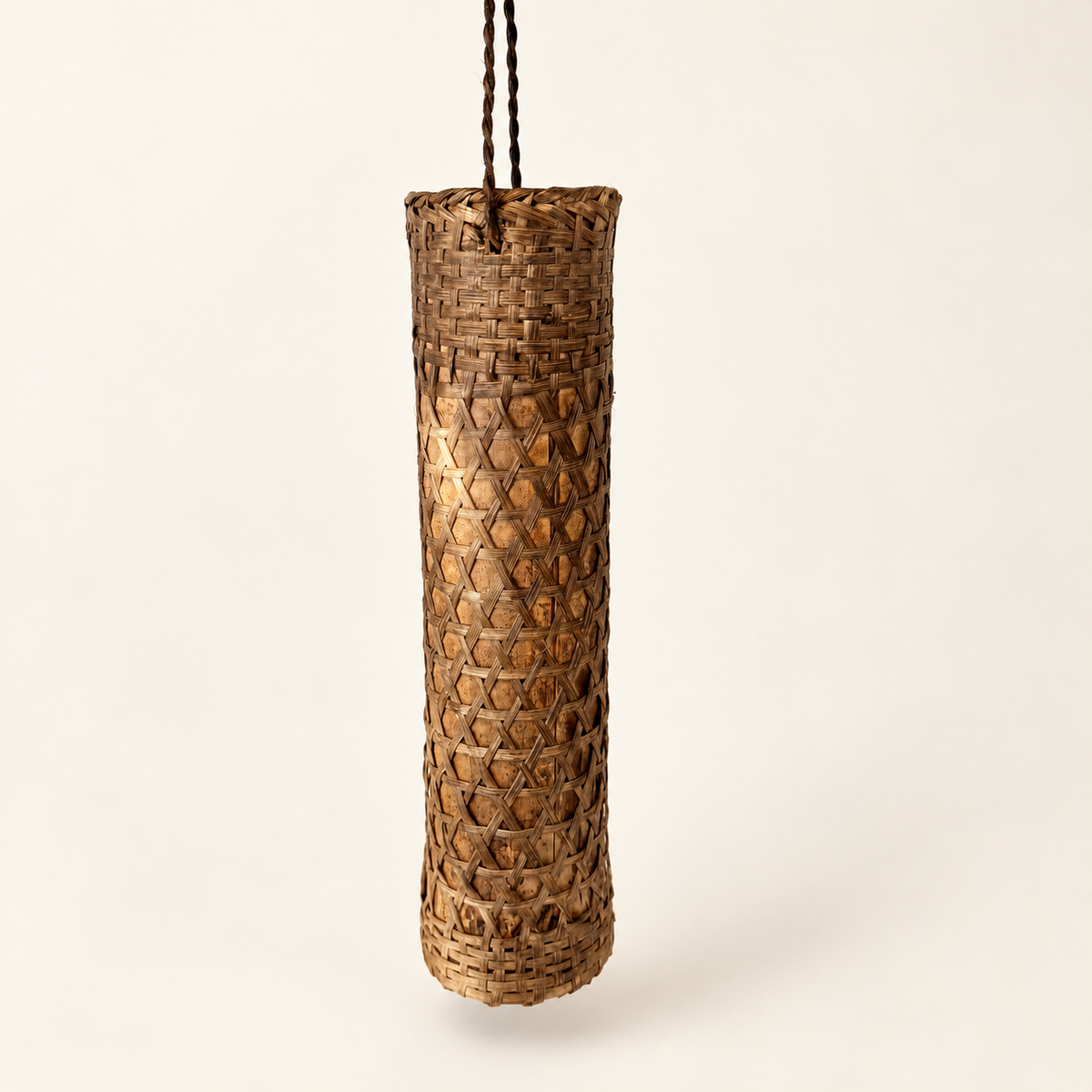 Vintage Japanese woven bamboo hanging ikebana basket, photo 2 of 9