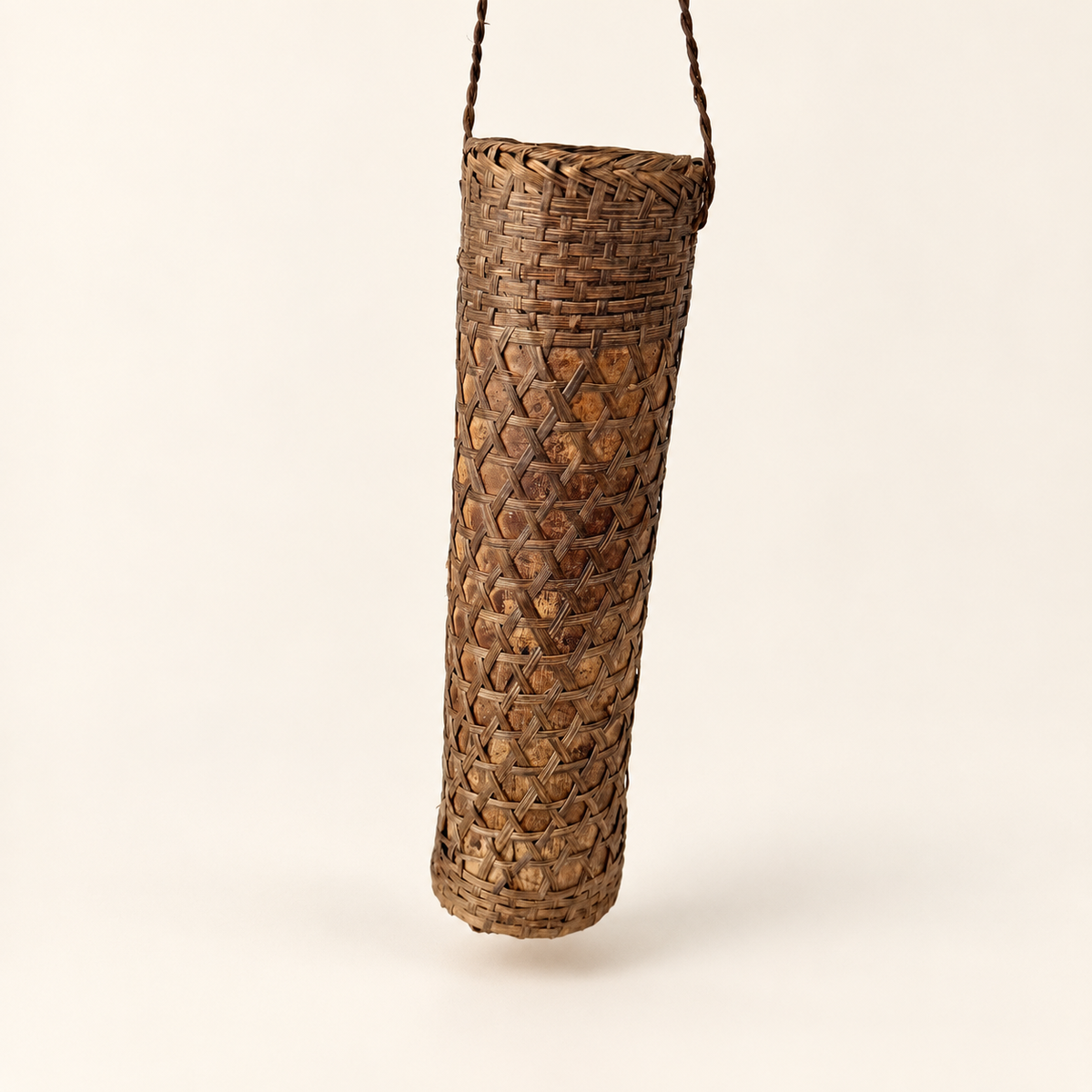 Vintage Japanese woven bamboo hanging ikebana basket, photo 3 of 9