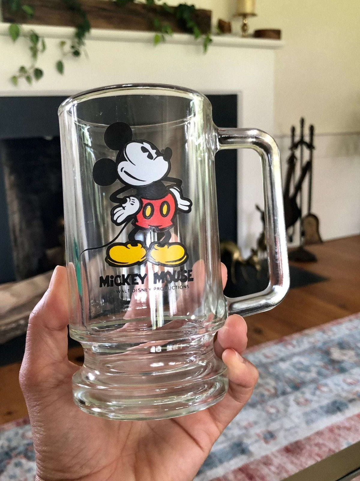 Vintage Mickey Mouse clear glass stein, Walt Disney Productions, photo 7 of 9