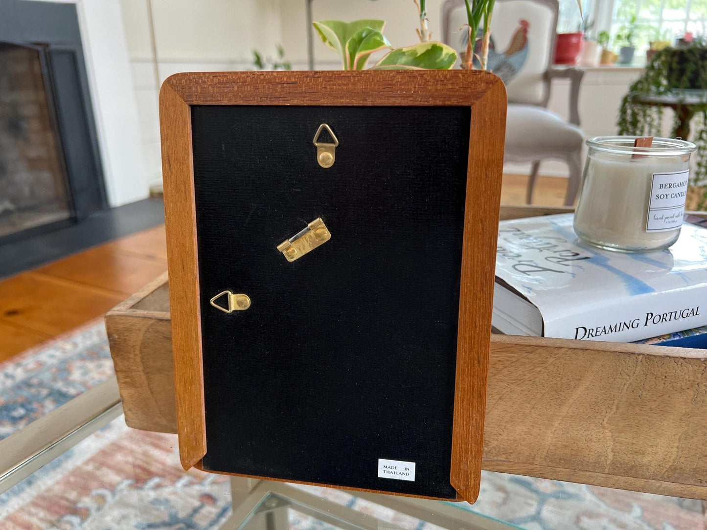 Vintage Mid Century Modern Simple Wood Picture frame, 5" x 7", Danish Modern Rounded Edge, Hanging Wall Gallery - Loom Vintage
