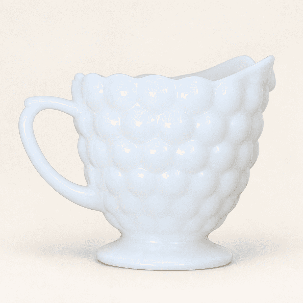 Vintage milk glass cream and sugar set in the Bubble pattern, photo 3 of 5