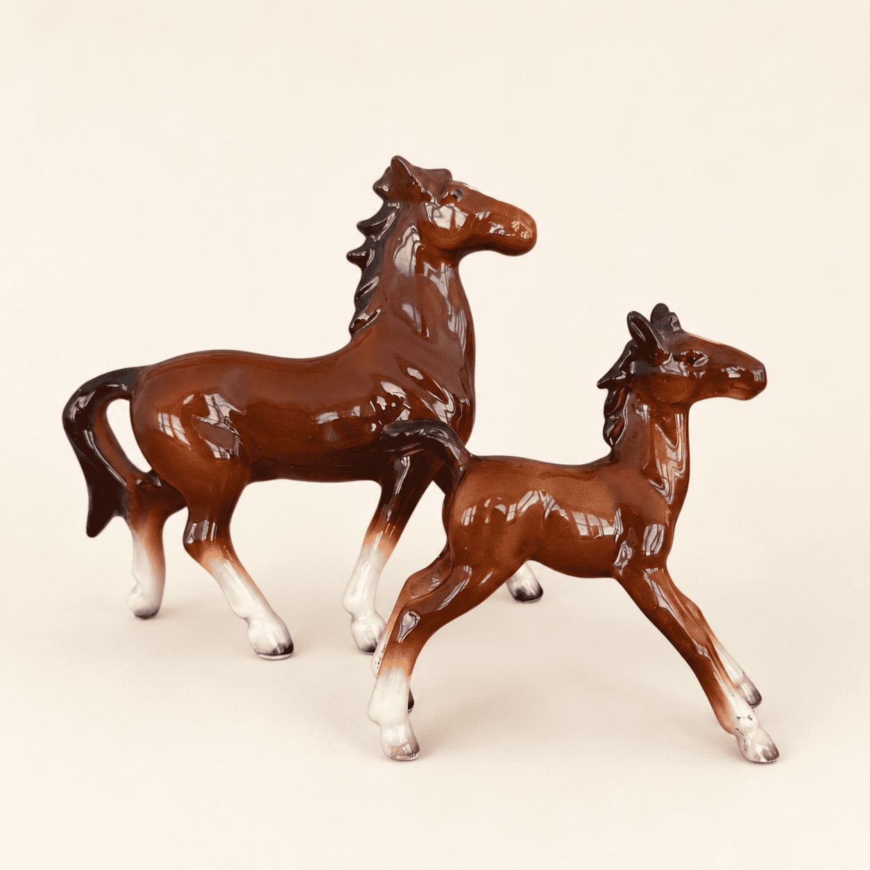 Vintage Porcelain Horse Figurines, Mare & Foal, Japan – Loom Vintage