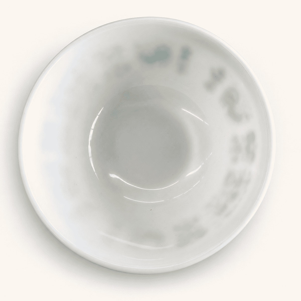 Vintage turquoise on white Pyrex Amish Butterprint mixing bowl, another side