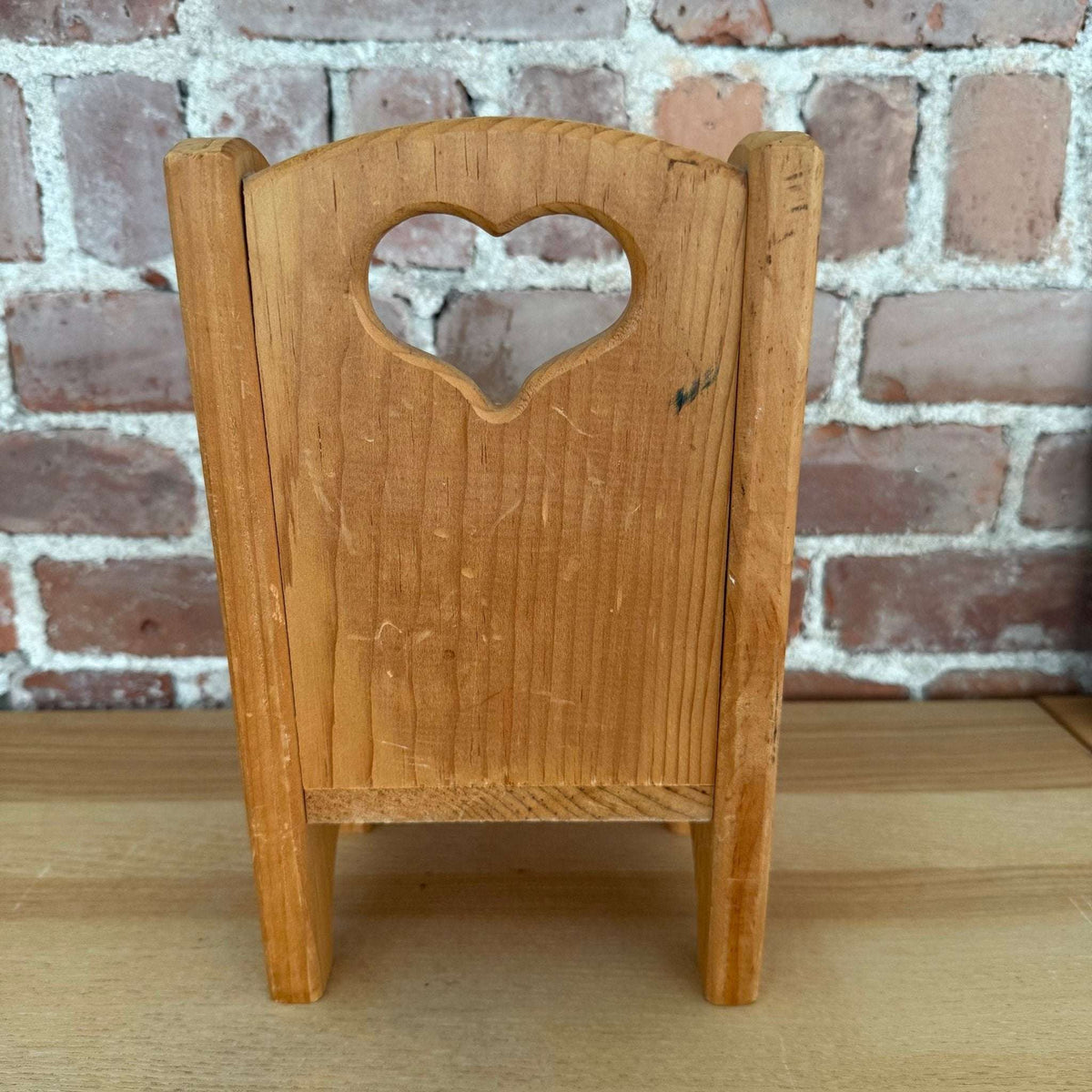 Vintage Solid Wood Heart Cutout Mini Chair Shelf Sitter - Loom Vintage