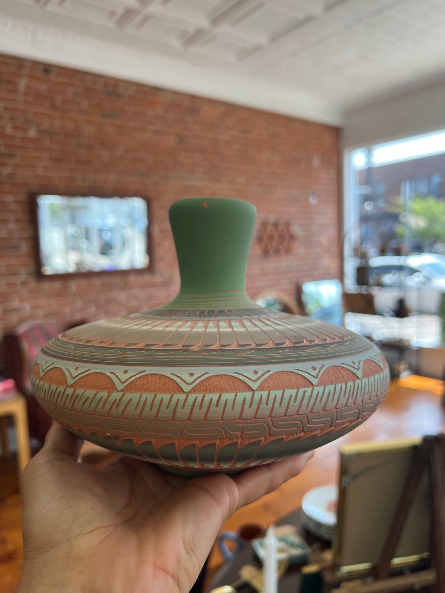 Whitegoat & Shipley Navajo Pottery Vessel – Hand - Etched Native American Art - Loom Vintage