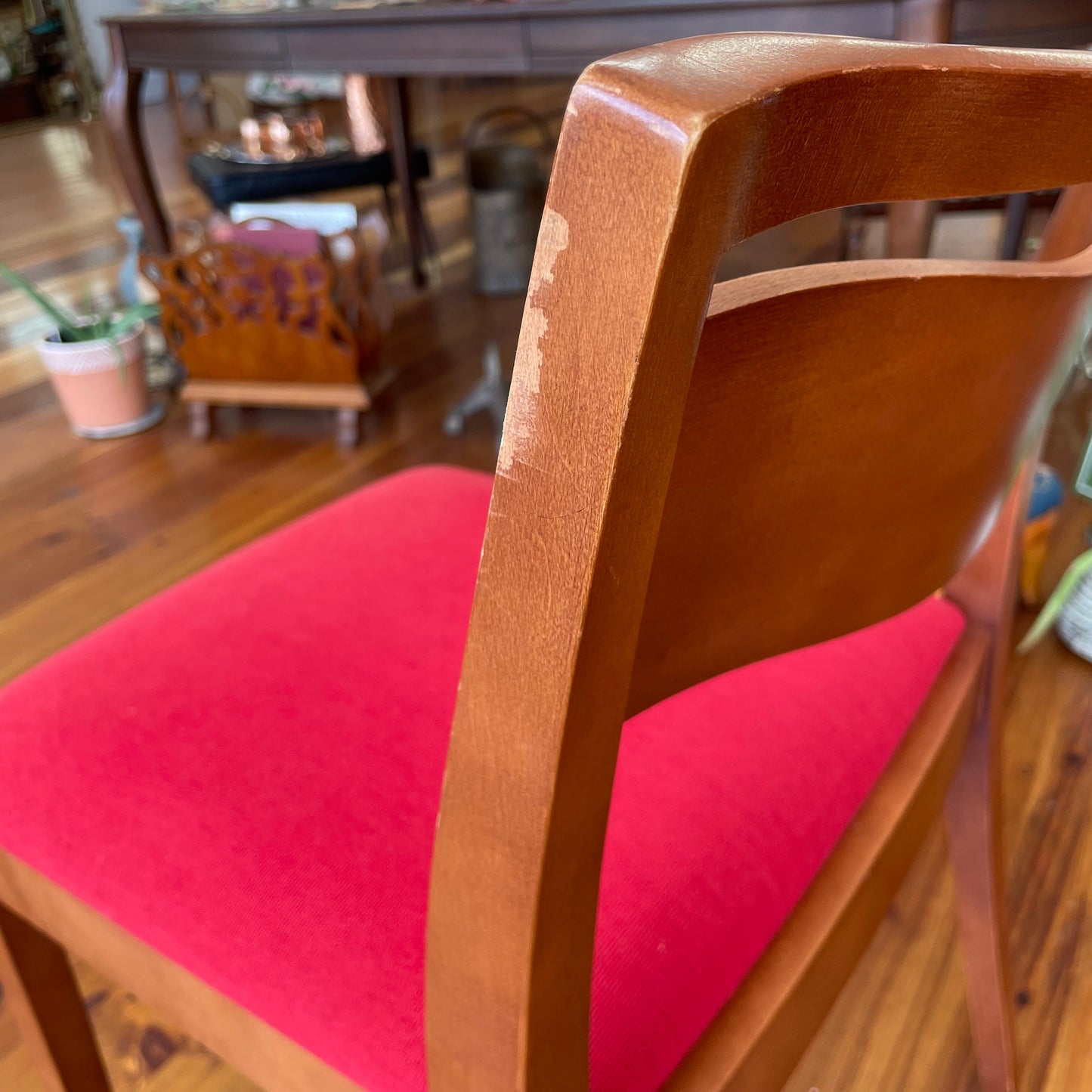 Knoll Studios Jens Risom Side Chairs (Pair) – Red Wool Seats, Mid-Century Icons
