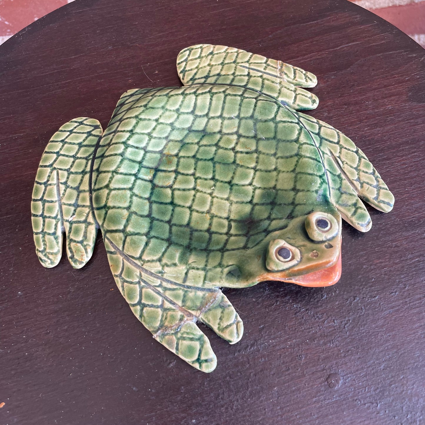 1970s Handmade Ceramic Frog Ashtray by Lawson – Signed & Repaired
