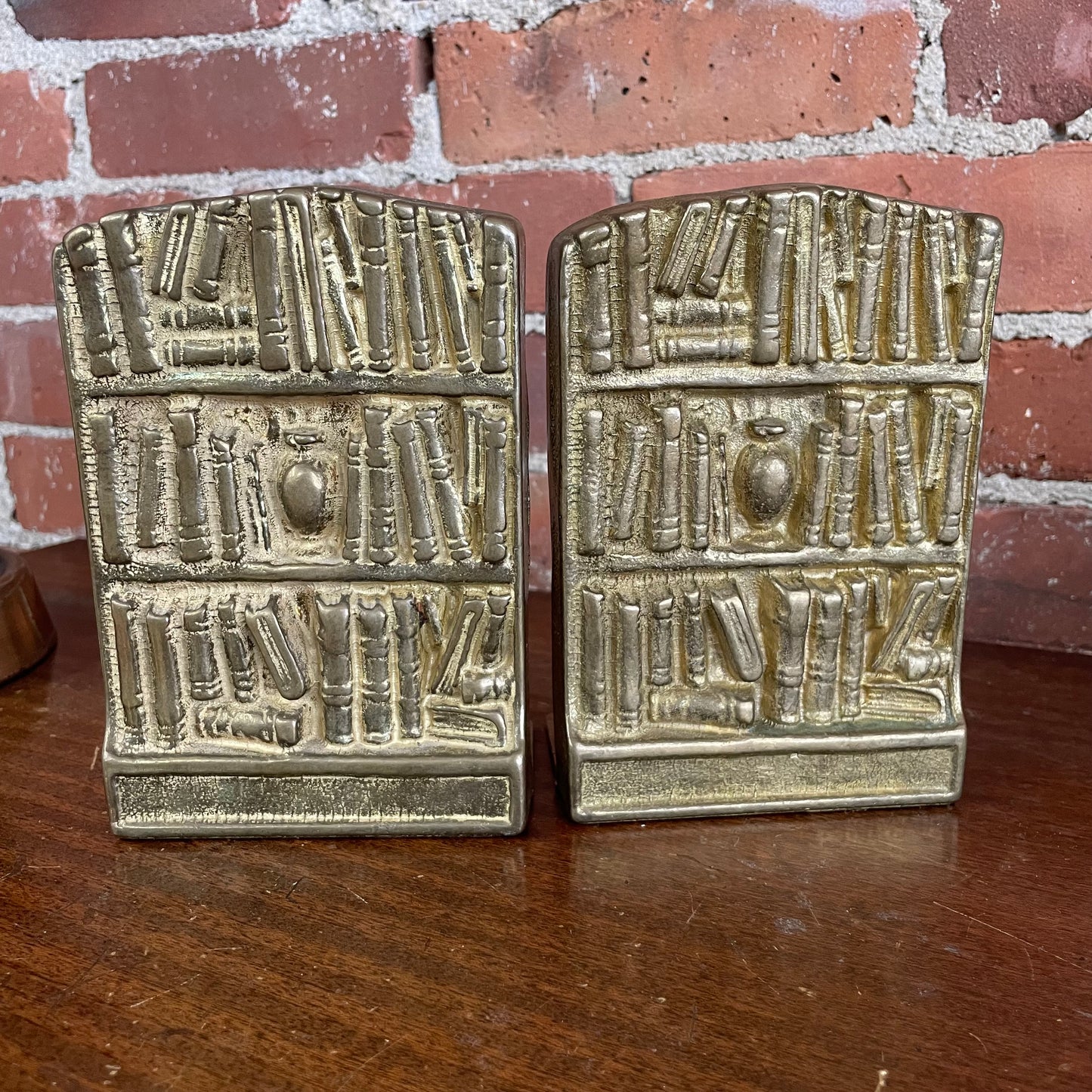 Vintage Brass Bookcase Bookends – Hollywood Regency Library Decor