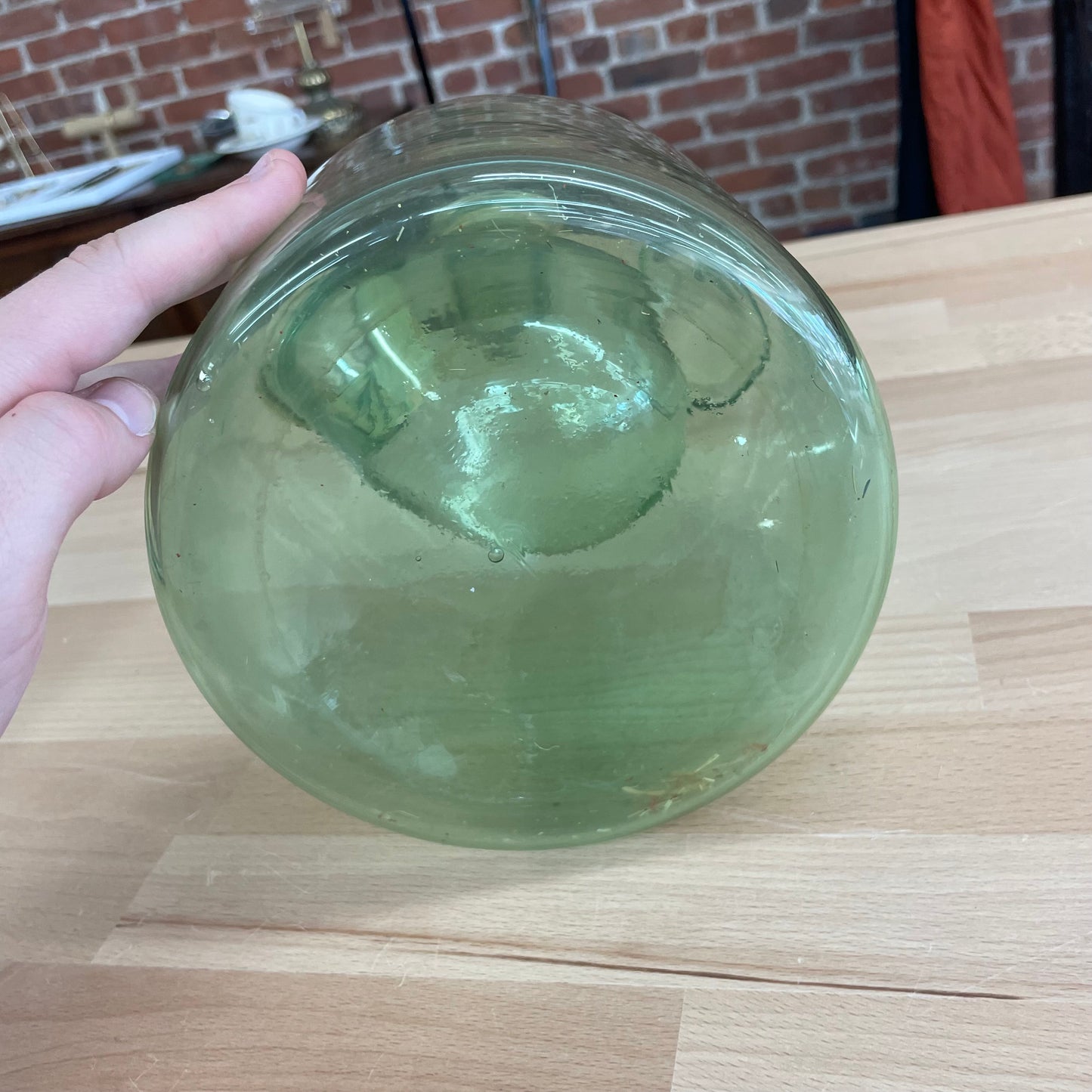 Vintage Italian Green Glass Wine Decanter with Ice Chamber & Stopper