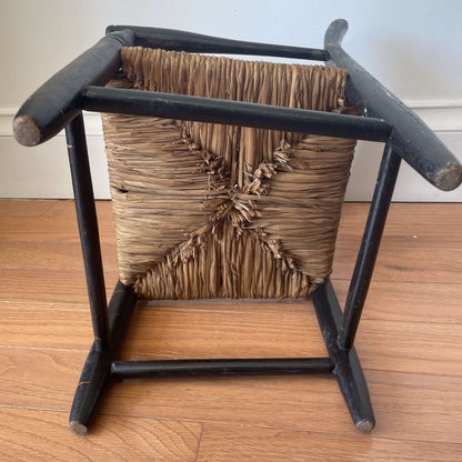 Vintage Hand-Painted Black Hitchcock Child's Chair with Rush Seat – photo 8 of 8