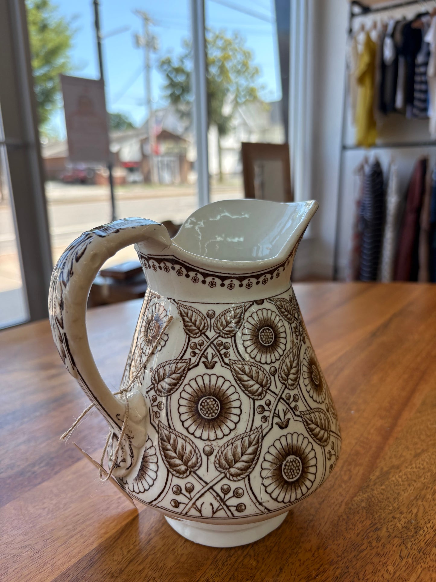 Vintage 1940s Old Hall England Earthenware Pitcher – Cream Glaze Ceramic Jug