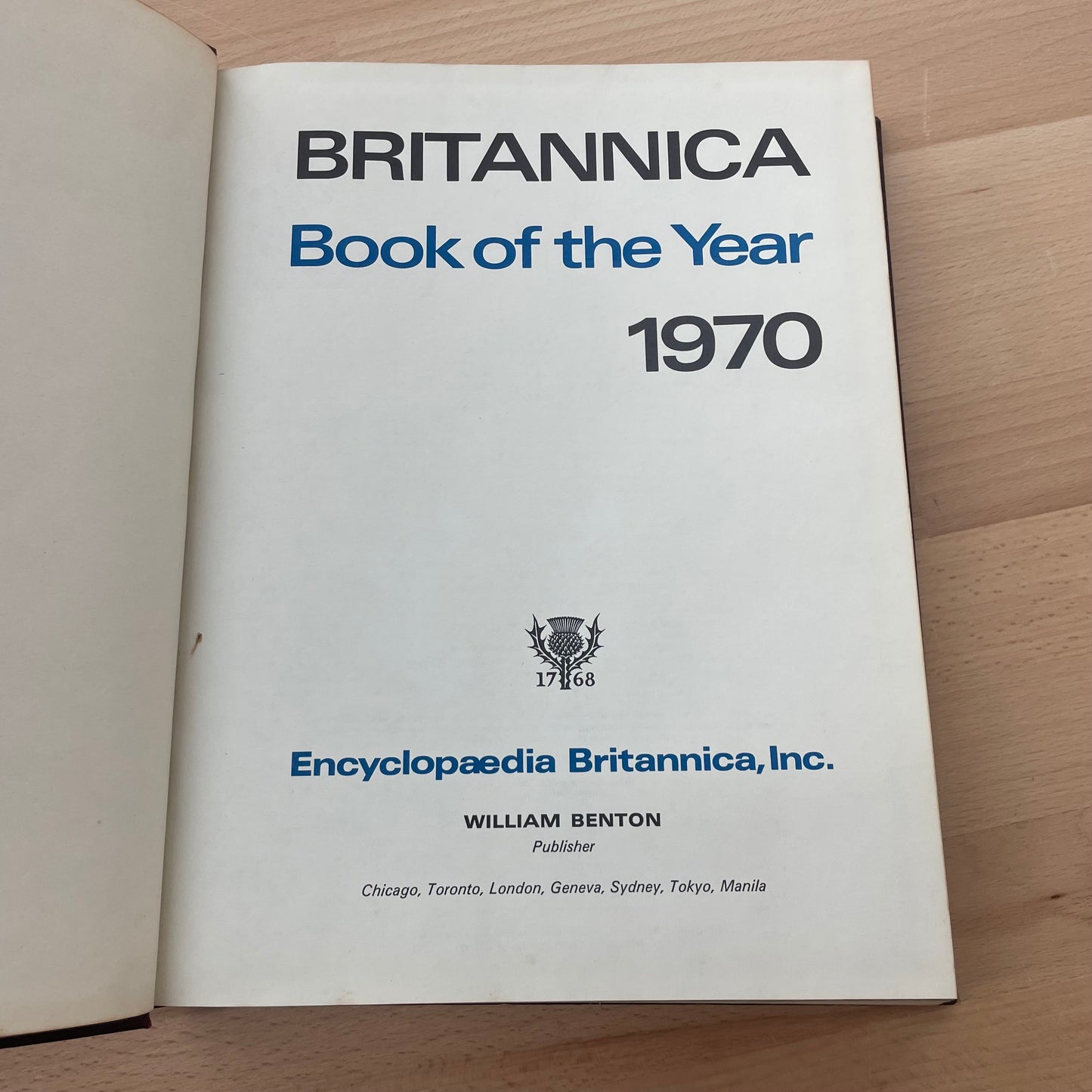 1970 Britannica Book of the Year | Vintage Encyclopedia Volume Covering 1969 Events | Maroon Hardback for Styling & Library Decor
